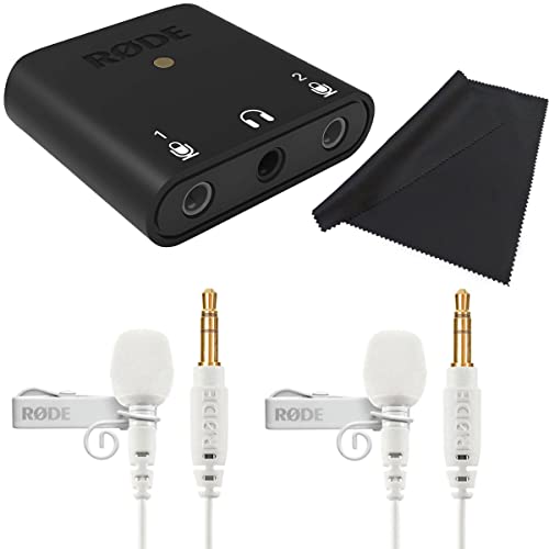 RØDE AI-Micro Interface + 2 micrófonos Lavalier GO WH de clip + paño de microfibra keepdrum