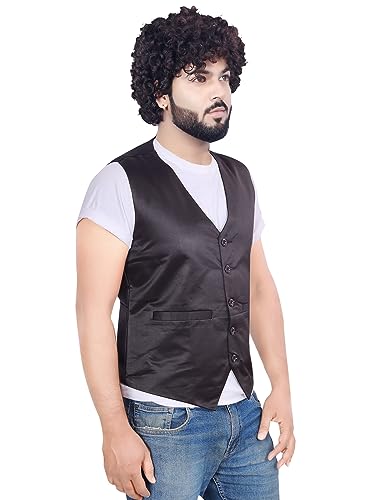 Image of Click One Waistcoat Black Satin Men