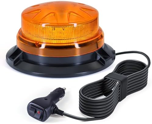 Gyrophare Magnétique Orange à LED Solaire - Feu Clignotant Pour Véhicule, Chantier, Urgence - IP64 Étanche - Alimentation Auto-Rechargeable
