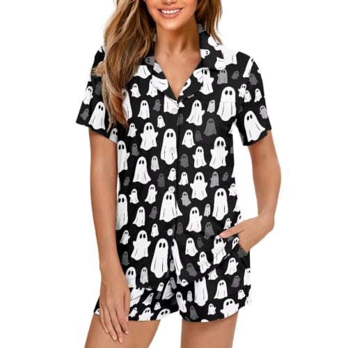 Image of Women's Short Sleeve Sleepwear Pajamas Nightwear with Pockets | skin-friendly breathable material resists pilling fading and deformation after repeated washing