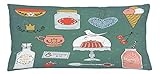 ABAKUHAUS Ancien Housse d'oreiller, Bonbons gâteaux et Biscuits, Les Couleurs ne pourrissent Pas Le Tissu Lavable, 90 x 40 cm, Multicolore