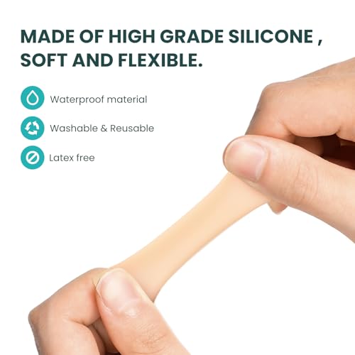 Image of Silicone Toe Protectors - 12 Pack Silicone Toe Sleeve for Hammer Toes, Corns, Calluses, Blisters - Soft Gel Toe Tube Pads for Pain Relief(Small Sizes, Beige)