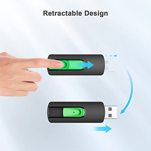 Aiibe 128GB USB 3.1 Flash Drive 5 Pack Thumb Drive 128GB USB Drive Retractable Jump Drives Upgraded 150MB/s Memory Stick Multipack (Cyan, Green, Purple, Red, Yellow) by Aiibe - Image 5