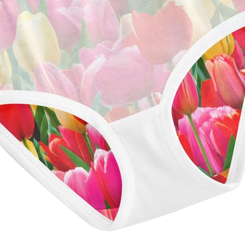 Toddler Underwear Floral 2t Cotton Little Girl Panties Animal Underpants Briefs Colorful Tulips Red Pink Yellow 5