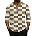 Mens Casual Loose 3/4 Sleeve Henley Shirts Comfortable 3 Button Pullover Tops Crew Neck Printed Fashion Blouses