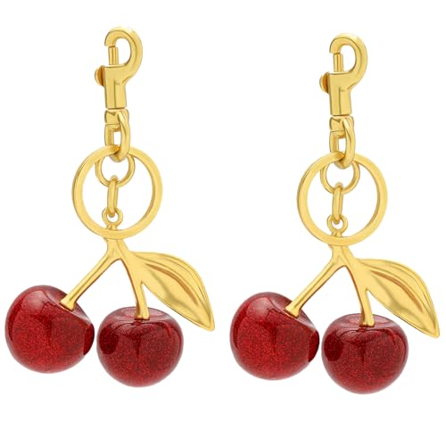 Keychain Cherry Bag Charms 2 Pack Purse Charm Key Chains for Handbags Christmas Valentine Mother's Day Gifts for Women