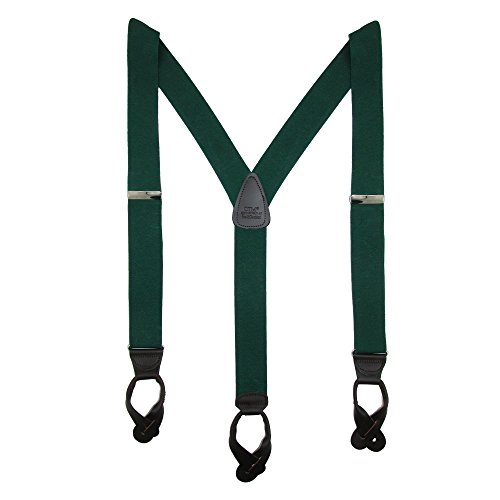 Ctm® Men's Elastic Button End Dress Suspenders With Silver Hardware, Hunter Green #TOP28