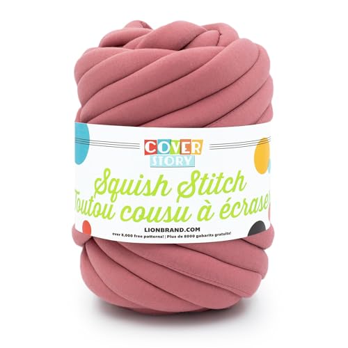 Lion Brand Yarn Cover Story Squish Stitch, Blanket Yarn, Pink Rose, 1 Pack