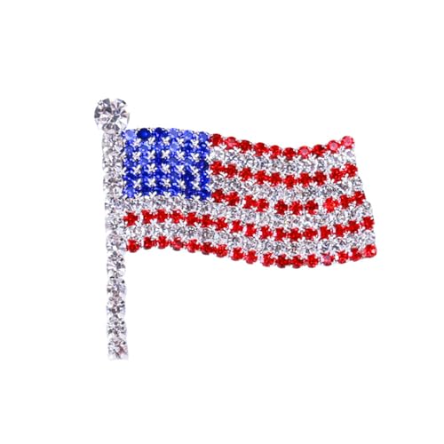 Image of Rhinestone Waving USA Flag Brooch Pin for Men Women Silver Tone Fashion Crystal 4th of July American Patriotic Medal Blue Red Enamel Brooches Dress Accessories Veterans Independence Memorial Day Jewelry