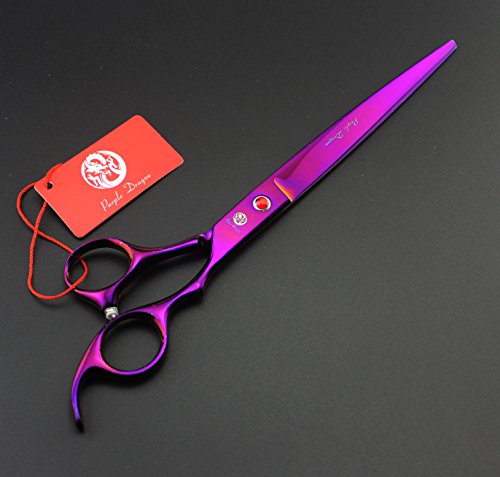 Purple Dragon 8.0 inch Professional Pet Grooming Scissors,Dog Straight Shear, Thinning/Blending Scissor & 2 PCS Curved Shear with Bag (Purple) - Thumbnail 3
