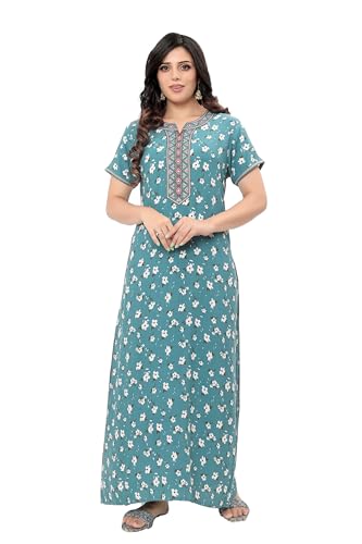 Image of Evolove Women's Viscose Liva Long Maxi Night Gown Nighty Dress with Pocket, Super Soft Comfortable (LNG-Rayon)