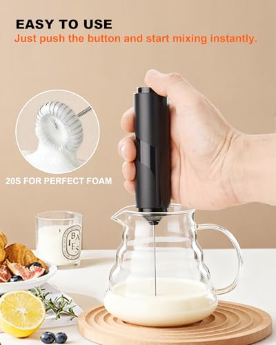 Image of Electric Milk Frother Handheld with Cover (2AA Not Included) | Storage Cover - Easy To Carry Drink Mixer Handheld, Portable Frother for Coffee, Latte, Matcha, Cappuccino & Hot Chocolate