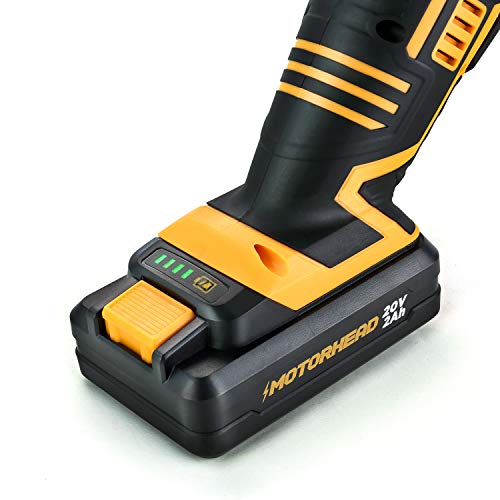 Motorhead 20V Ultra 4-1/2" Inch Cordless Angle Grinder, Lithium-Ion, 10000Rpm, 3 Position Handle, Paddle Switch, 2Ah Battery, (3) Cutting, Grinding & Polishing Wheels, Usa-Based (Mh-03-Ag-B1-0-2) #TOP7