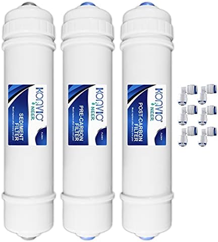 Konvio Neer Pre Carbon Filter, Sediment Filter, Post Carbon Filter and Elbow, Inline Filter Set for all RO Water Purifier
