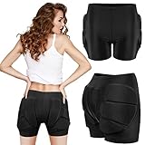 Panitay 2 Stück EVA-Schutz-Shorts, gepolstert, 3D-Pads, für Skaten, Steißbein, Eislaufen, Zubehör für Damen, Herren, Kinder (Medium, Schwarz)