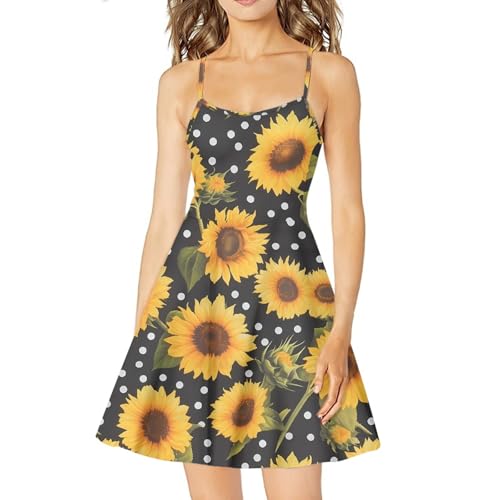 Image of Spaghetti Strap Midi Satin Dresses Summer Sleeveless Sundree Women Girl Beach Party Swing Dress