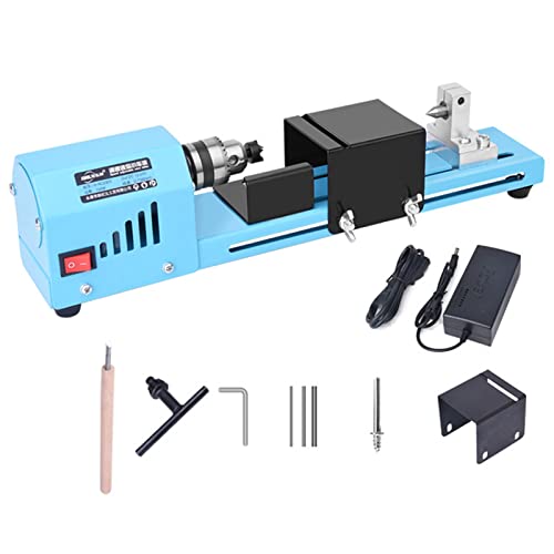 ZPYXBH Mini Lathe for DIY Woodworking, Mini Wood Lathe Beads Polisher Machine, Milling Machine DIY Grinding Polishing Beads Drill Rotary Tool Standard Set, 12V-24VDC 150W