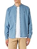 Camisa Denim Long Springfield Camisa Denim Cuello Mao para Hombre, Estampado Azul, S