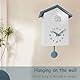Kamanan Kuckucksuhr Wanduhr Moderne Kuckucksuhr mit Pendel, Cuckoo Clock mit Vogelstimme Kuckucksuhren mit Nachtruhefunktion, Pendeluhr für Zuhause Wohnzimmer Küche Büro Dekor(Weiß/Grau)