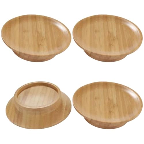 4 Pièces Couvercles De Verre À Vin en Bois, Dessus De Charcuterie en Verre À Vin, Dessus De Verre À Vin en Bambou pour Apéritifs Desserts Maison, Restaurants Bars