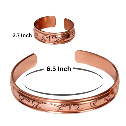 Juccini Copper Bracelet With Thumb Rings For Women ~ Tibetan Healing Copper Bracelet For Arthritis, Joint Pain & Migraine ~ Copper Jewelry For Women & Men (Carved) #TOP1