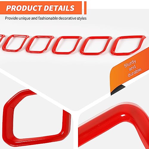 Image of Grill Inserts Grille Guards Trim Compatible with Jeep Compass 2021 2022 2023 Trailhawk /Limited /Latitude /Altitude /Sport(Red)