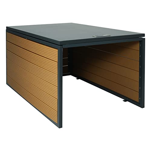 PROREGAL XL Mähroboter-Garage mit Deckel HxBxT 43x70x90cm WPC Metall Eiche-Optik Dach Unterstand für Rasenmäher universal