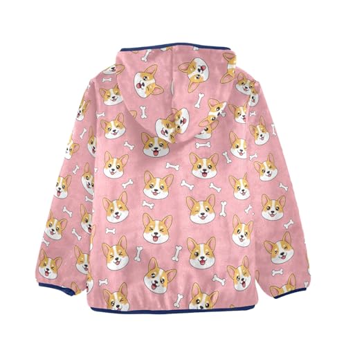 CHIFIGNO Cute Dog Bones Pink Toddler Polar Fleece Lined Winter Jacket, Toddler Boy Hoodies with Hooded 3T2