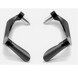 Moto Leviers protege-mains frein embrayage 7/8″ aluminium CNC universel Protege-Poignets avec contact accidentel courbé protecteur de poignées (Noir)