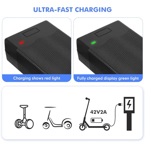 HPGAAVD 42V 2A Caricatore Monopattino Elettrico per Xiaomi M365/Ninebot G30/E/F Series，36V Caricabatterie universale al batterie litio con 3 Connettori，per Hoverboard,Bici Equilibrata,Drifting Board