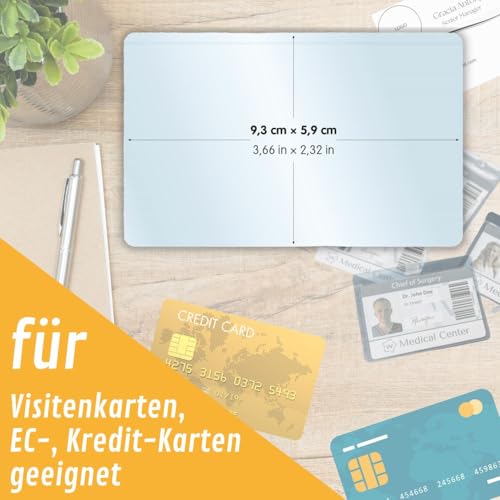 perfect line - 100 Visiten-Karten-Hüllen - selbstklebend, Innenmaß von 93 x 59 mm - Transparent, Glasklar - dokumentenecht, säurefrei - Made in EU