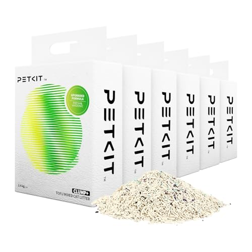PETKIT Lettiera per Gatti Agglomerante, Lettiera Mista Tofu Bentonite per Gatti,Risciacquabile,Super Assorbente,Elimina Gli Odori e la Polvere(2.4kg×6 Confezioni), 14.4KG