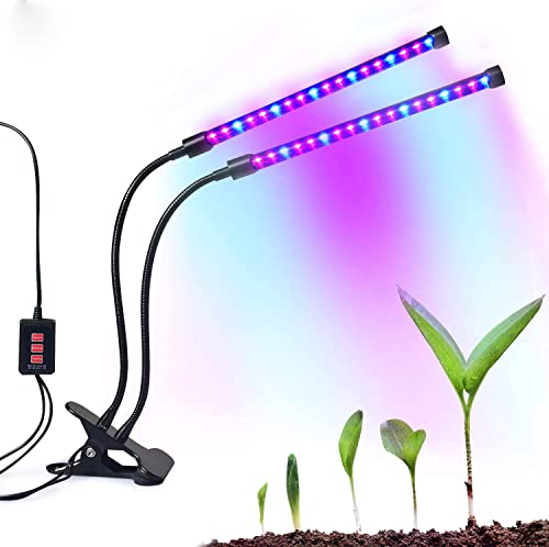 Dual-lamp Grow Light Autien 36LEDs 4 Levels 3 Modes Timing(3H/6H/12H) Plant Lights Bulbs Growing Lamps with 360 Degree Flexible Gooseneck for Indoor Plants Garden Greenhouse Tent Herbs Potted