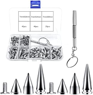 100 Pieces Cone Spikes Studs with Screw 3 Size Metal Punk Spikes Rivet with Screwdriver for DIY Leather Craft Bracelets Necklace Clothing Shoes