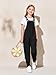 Haloumoning Girls Overalls Kids Casual Sleeveless Jumpsuits Harem Pants Rompers with Pockets 5-14 Years