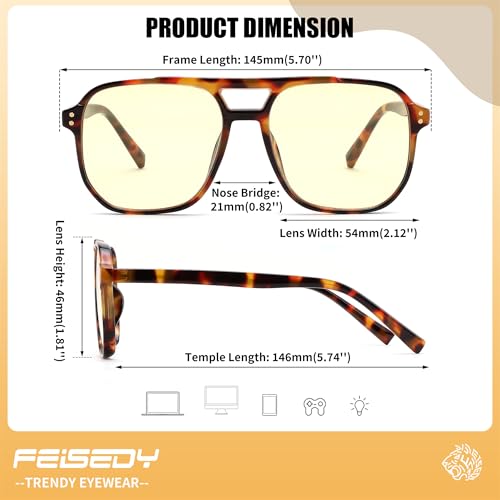 Image of FEISEDY Amber Blue Light Glasses for Computer Gaming Orange /Yellow lens Anti Eyestrain Sleep Glasses G2835