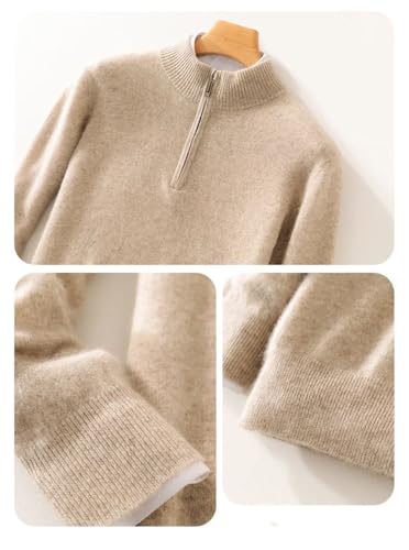 Men's Winter Merino Wool Sweater - Mock Neck Half-Zip Knit Pullover Cashmere Casual Long Sleeve Top4