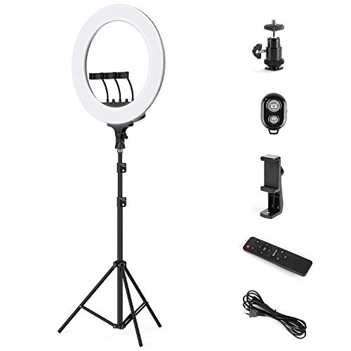 Image of Ring Light with Tripod Stand, Upgraded LED Ringlight with Tripod for Live Tattoo Lash Makeup Video Recording Barber Photography