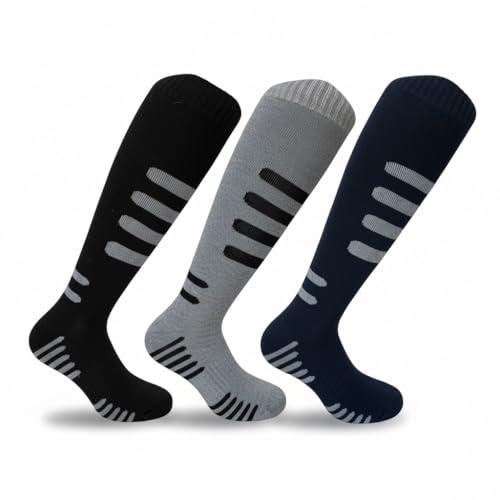 Lucchetti Socks Milano Chaussettes thermiques en polaire longues ski montagne lourdes noir bleu gris, Lot de 3 paires de gris, 41-46 – vue 4