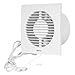 Badlüfter 125mm Weiß mit Zugschnur und Stecker - Abluftventilator Ventilator Lüfter Badezimmer Toilette