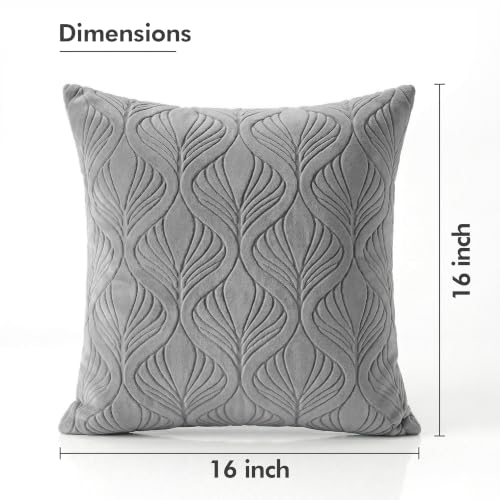 Image of Yellow Weaves Jacquard Cushion Covers | Sofa Cushion Covers | Throw Pillow Cover for Sofa, Couch, Living Room| Removable & Washable | 16x16 Inches, Set of 2 (Grey)