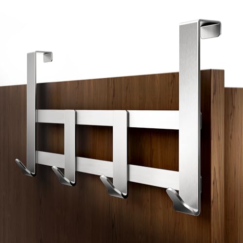 Menz Premium Türgarderobe zum Einhängen, Edelstahl - Türhaken zum Einhängen für schwere Lasten, formstabile Kleiderhaken Tür, universelle Türhakenleiste, hochwertige Handtuchhalter Tür