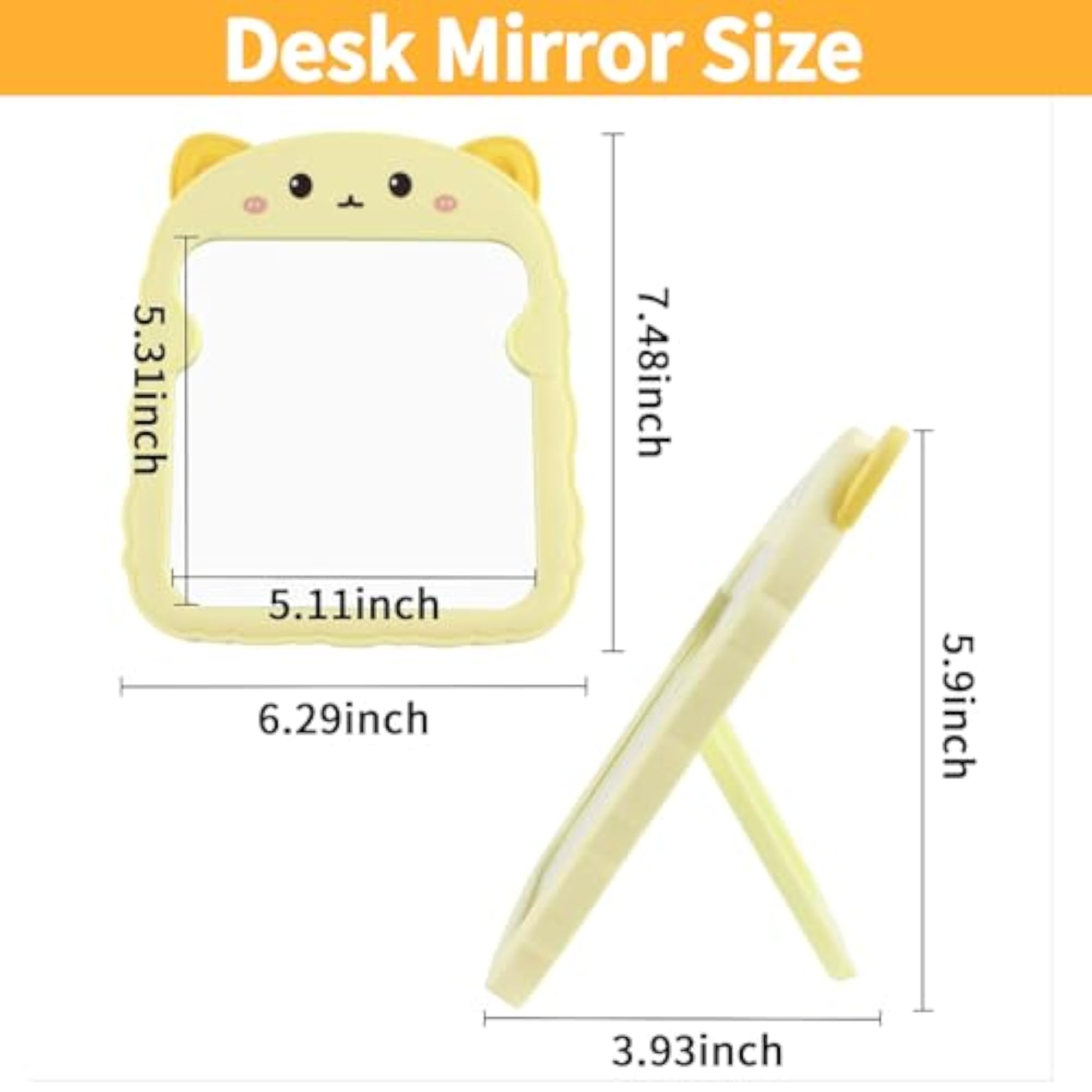 Cute Cartoon Cat Desk Mirror with Stand for Girls