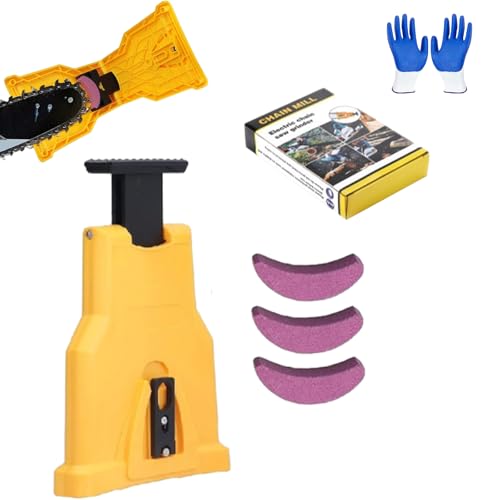 Affuteur Chaine Tronçonneuse, Affûteur De Tronçonneuse Ultra-Rapide, Précision Instantanée Pour Coupe Efficace, Sans Démontage, Idéal Jardin Et Usage Domestique (Affûteuse de chaîne + 3 meules)