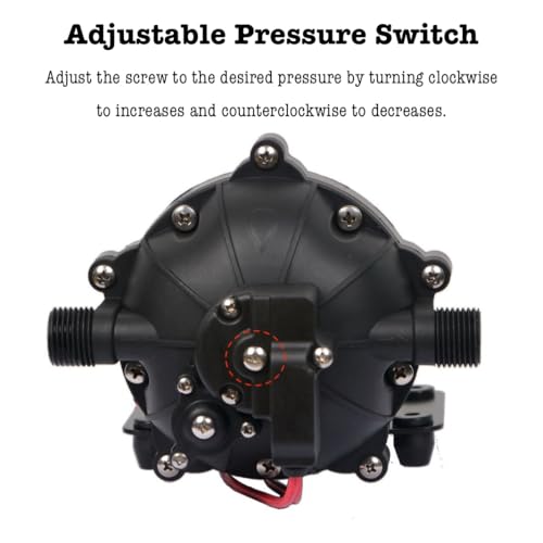 Image of DC 12V Water Pump, 5.5GPM 70PSI On Demand RV Water Pump, 7A Self Priming Diaphragm Water Pump, WKQ Marine & Fresh Water Pump with Pressure Switch for RV Boat Camper Caravan