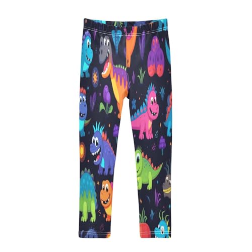 Bolaz Toddler Girls Leggings Printed Yoga Pants Leggings Green Purple Dinosaurs for Kids