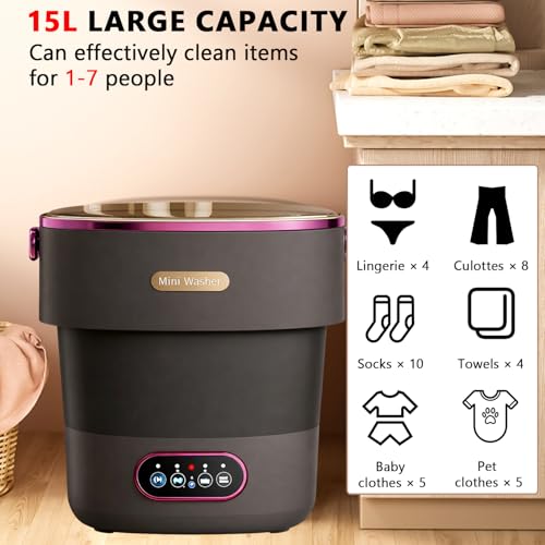 Mini Waschmaschine, 15L Tragbare Mini-Waschmaschine, Reisewaschmaschine, Faltbare Wasch maschine, Camping Waschmaschine Kleiner Kleidung Wasch-maschine für Zuhause, Wohnungen, Wohnheime