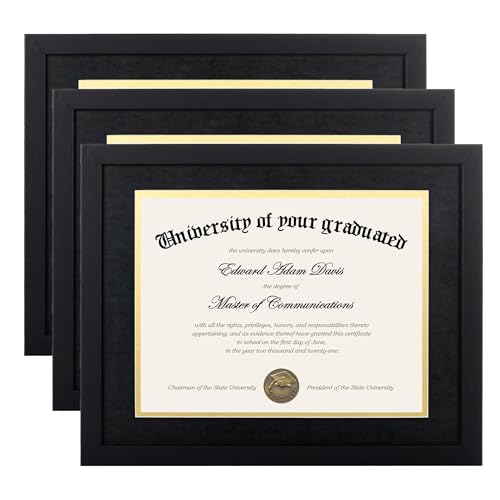 Image of upsimples Diploma Frame with HD Glass, 11x14 Black, 3 Pack