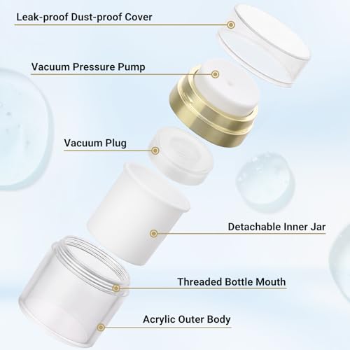 Image of Segbeauty 1oz Airless Bottles Travel, 30ml Airless Pump Jars Refillable Travel Bottles Empty Makeup Containers Lotion Dispenser, Pack of 3 Gold Vacuum Bottle for Lotion Moisturizer Creams