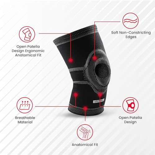 Image of Life Wear Knee Cap Open Patella, Adjustable Knee Support Brace, Anatomical Design for Stability, Non-Constricting Edges and Open Patella for Pain Relief and Free Movement, Size Small (M)